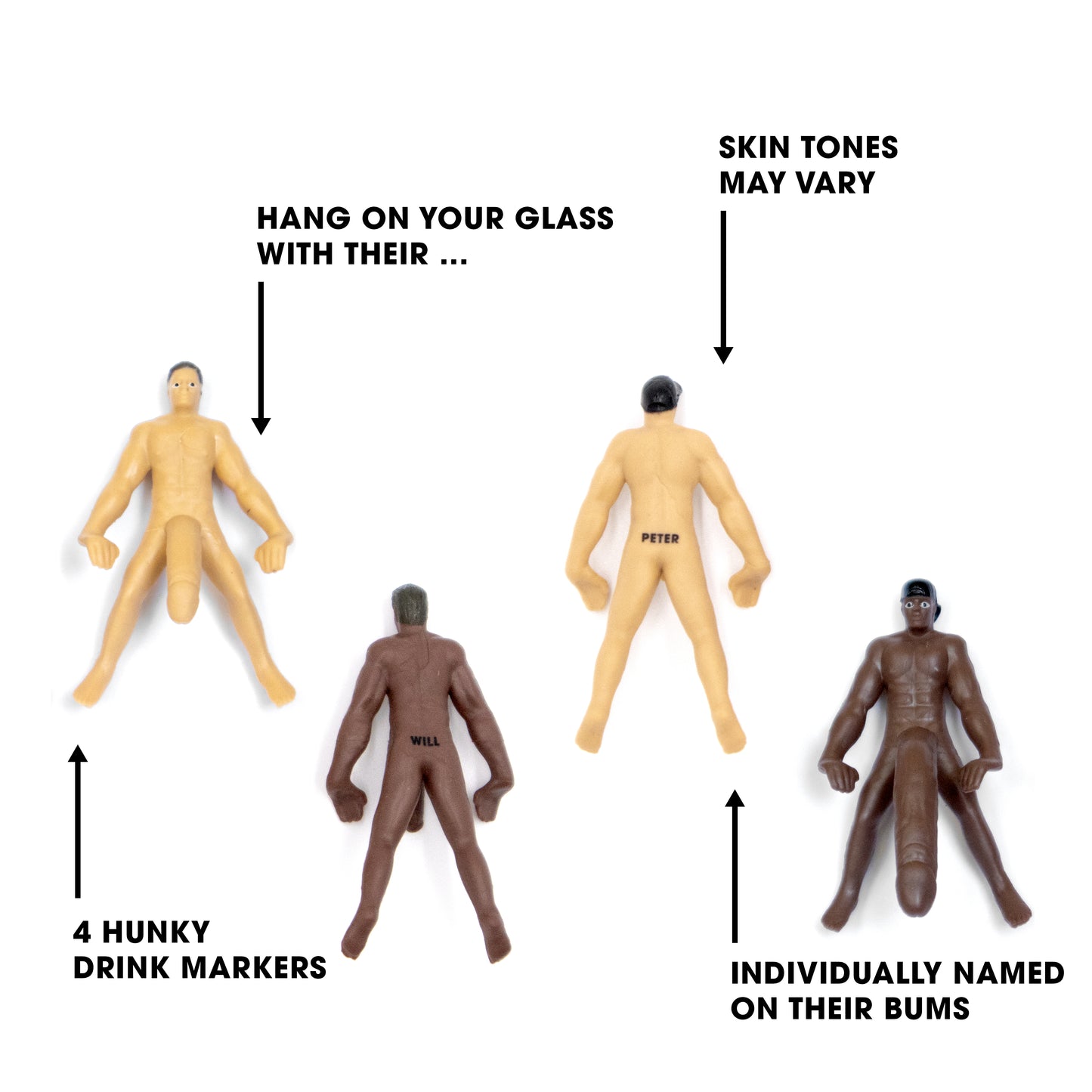 Size Matters Drinking Buddies Drink Markers- 4 Pack
