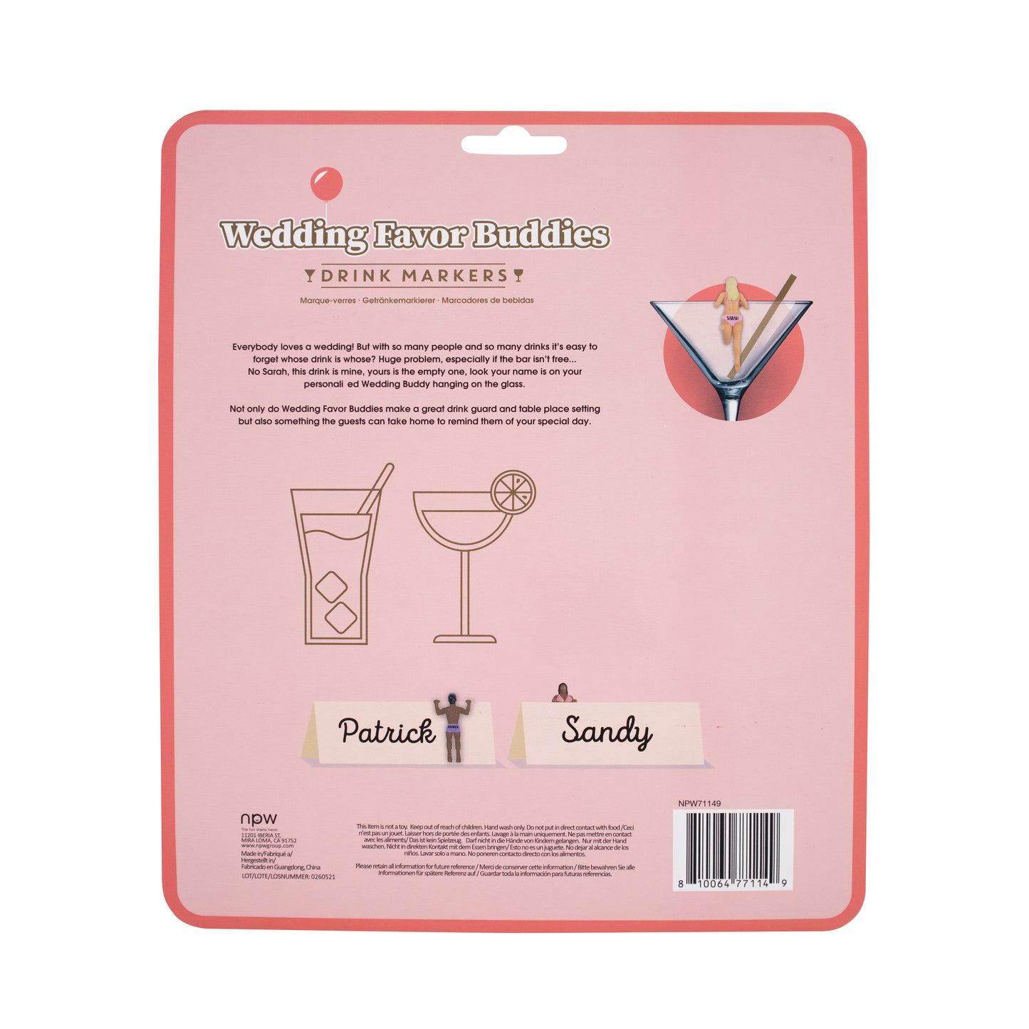 Wedding Favor Drinking Buddies Drink Markers- 24 Pack