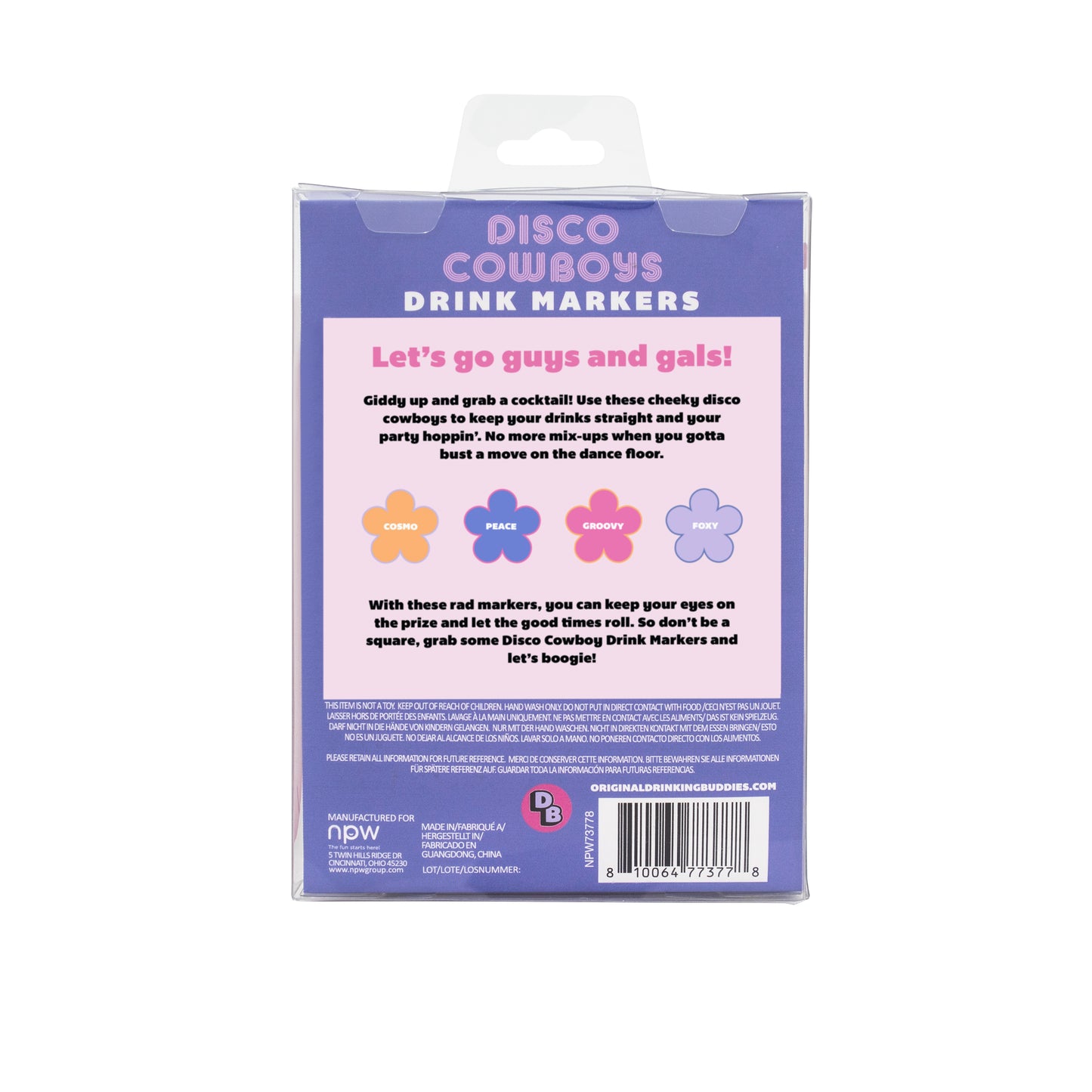Disco Cowboy Drinking Buddies Drink Markers-4 Pack