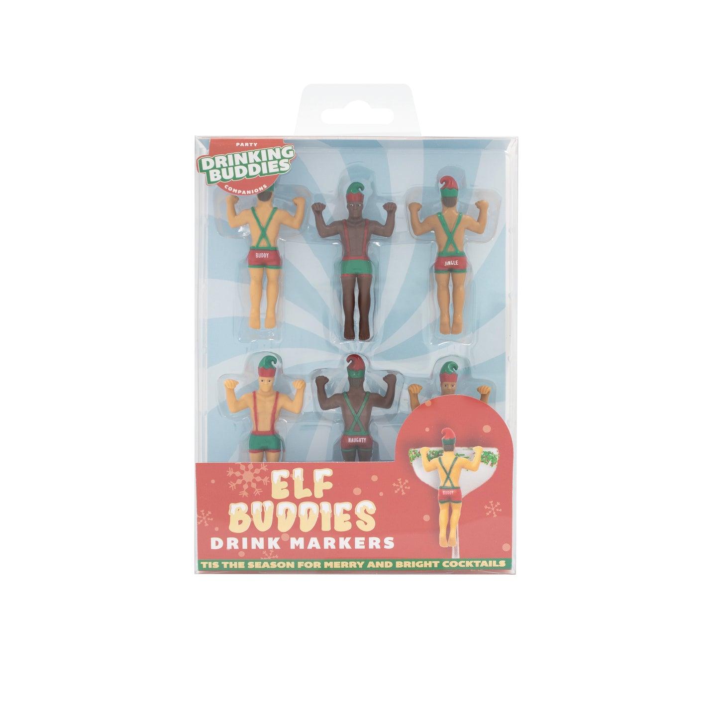 Elf Drinking Buddies Drink Markers - 6 Pack