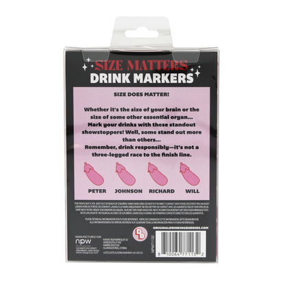 Size Matters Drinking Buddies Drink Markers- 4 Pack