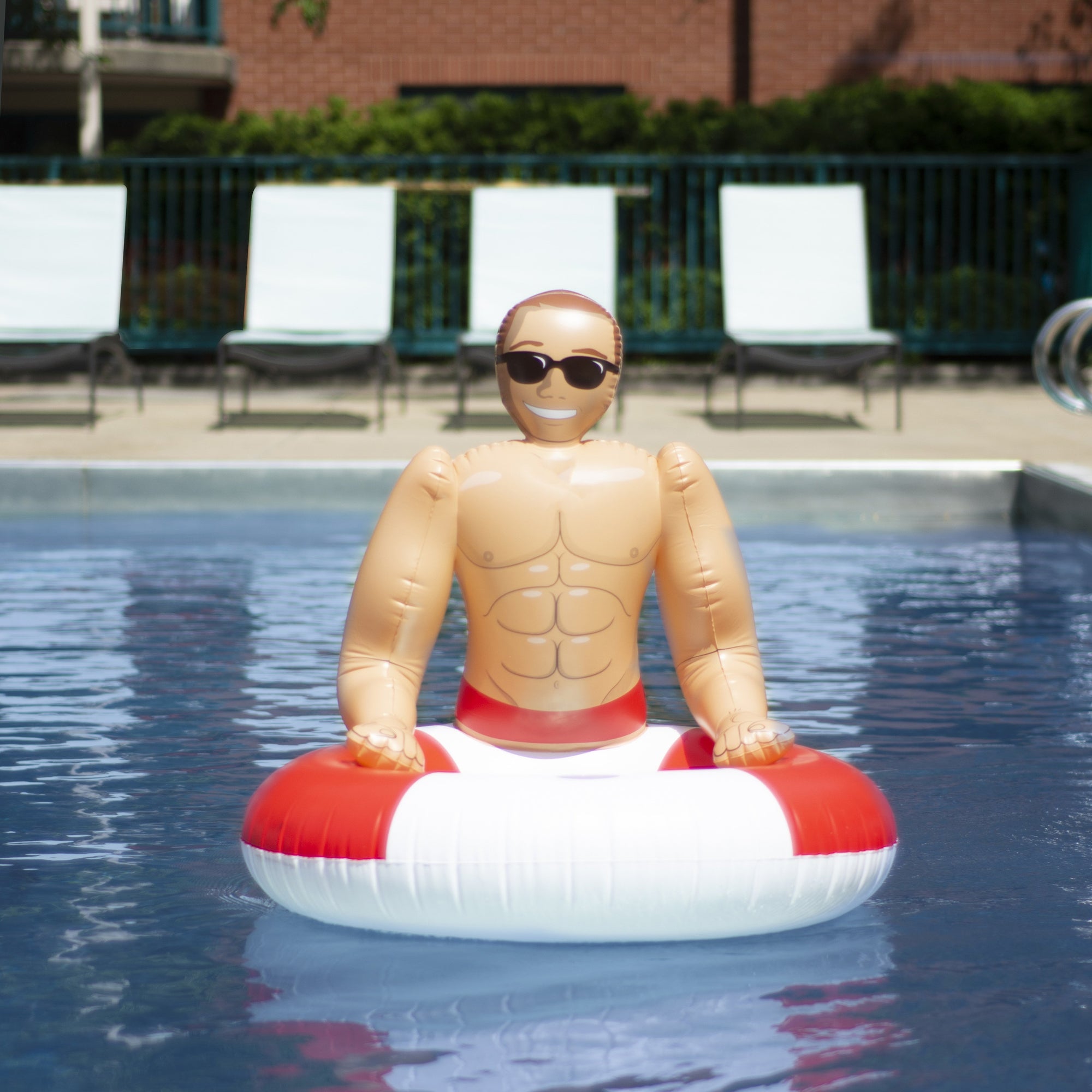 Inflatable Hunk Pool Ring: Chad the Lifeguard